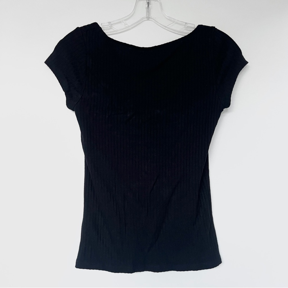 Reformation Jeans black square neck short sleeve top - Picture 5 of 6